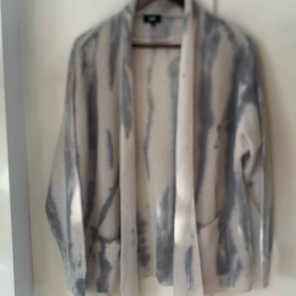 LINE 100% Cashmere Sweater Cardigan Tie Dye Size S - Picture 2 of 6